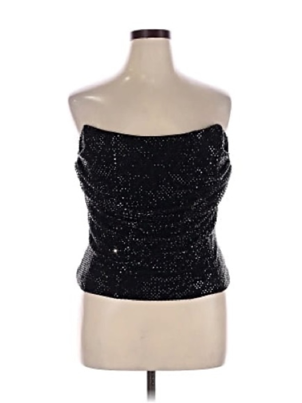 ZARA- Strapless Black Sequin Evening Top